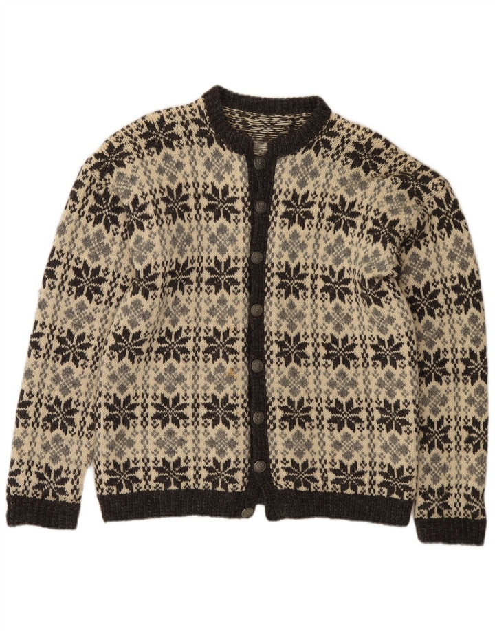 Vintage męski sweter rozpinany, mały, szary Fair Isle