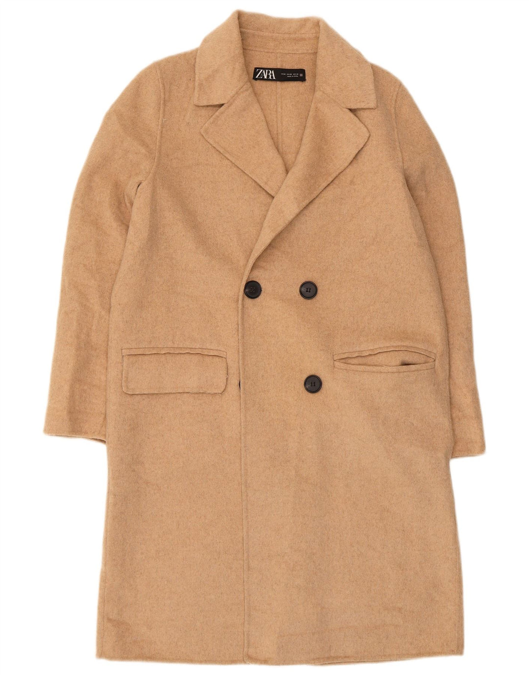 Damski płaszcz oversize Zara UK 6 XS, beżowy, wełniany