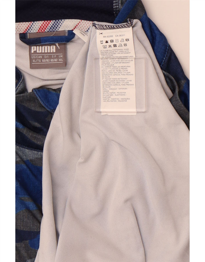 Męska koszulka PUMA z zamkiem i długim rękawem, 2XL, niebieski kamuflaż, poliester