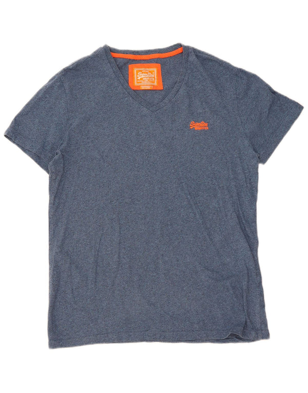 T-shirt męski Superdry, bawełniany top XL w niebieskie plamki