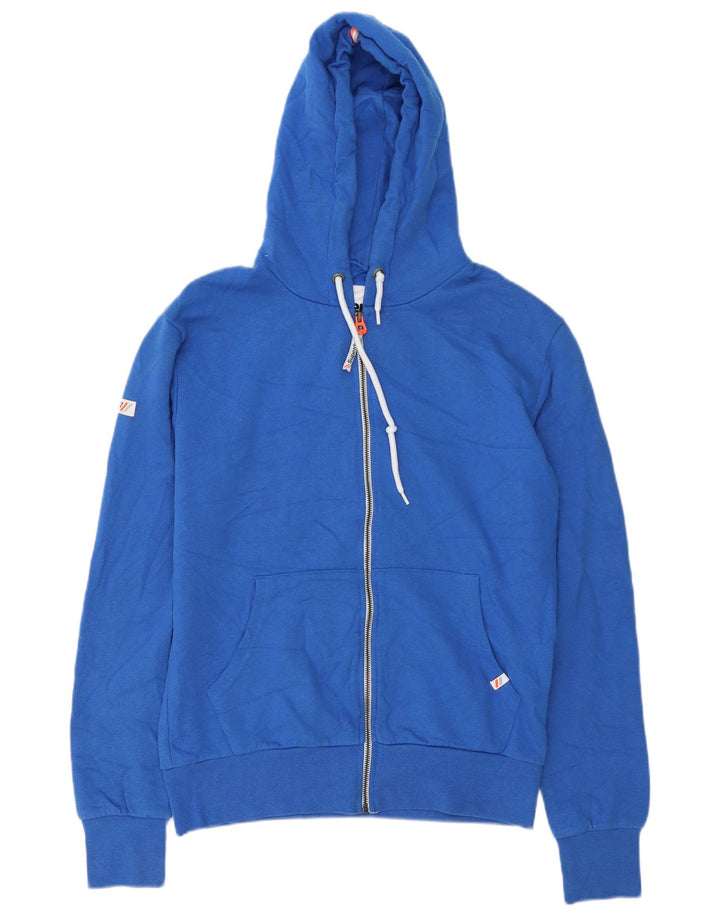 Męski sweter z kapturem i zamkiem Superdry, średnioniebieski, bawełniany