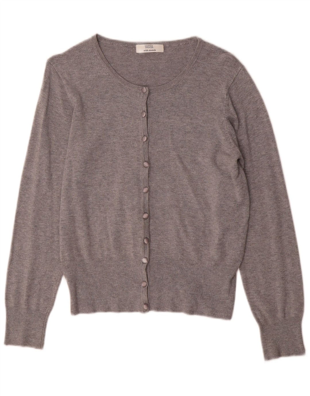 Marks & Spencer Damski sweter ze stretchem, UK 10, mały, szary, nakrapiany