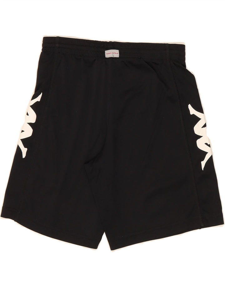 KAPPA Boys Graphic Sport Shorts 7-8 Years Black Polyester Vintage Kappa and Second-Hand Kappa from Messina Hembry 
