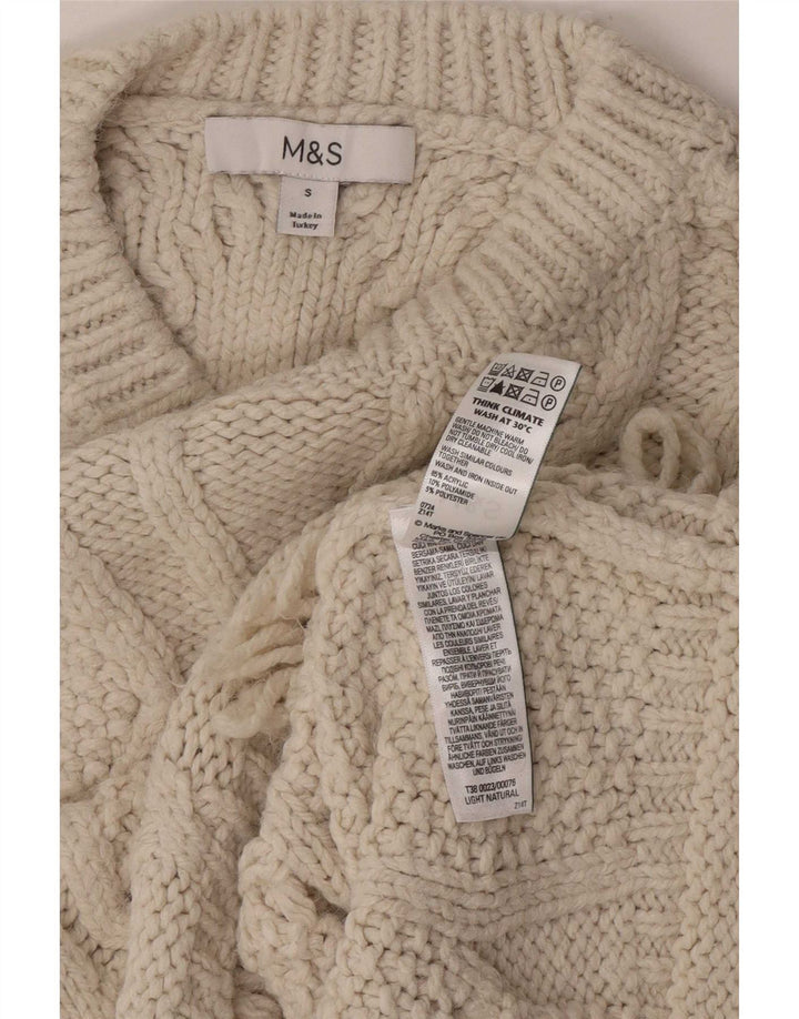 Marks & Spencer Damski sweter oversize z dekoltem w łódkę, UK 10, mały, beżowy