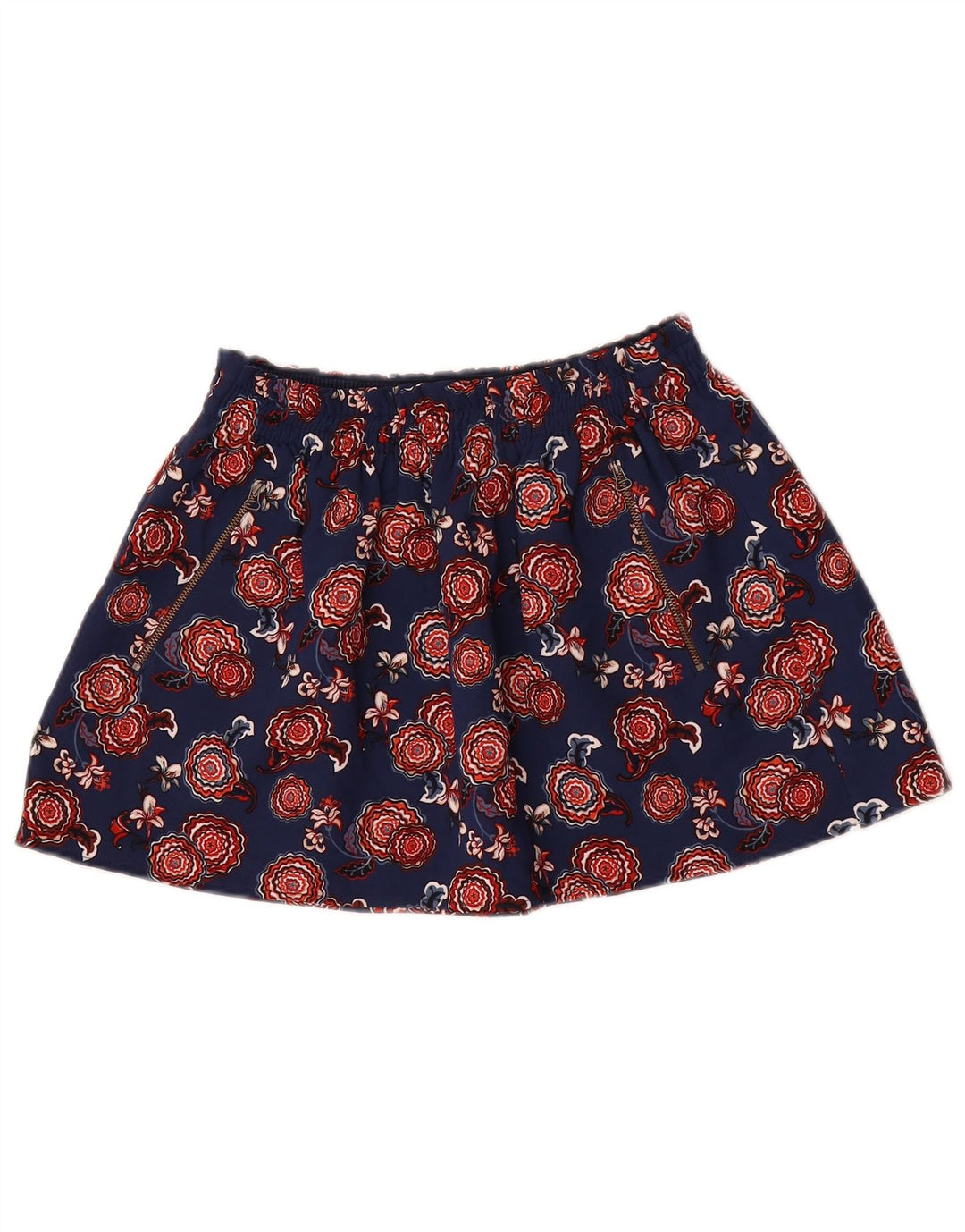 Spódnica mini damska Zara średnia W28 granatowa w kwiaty