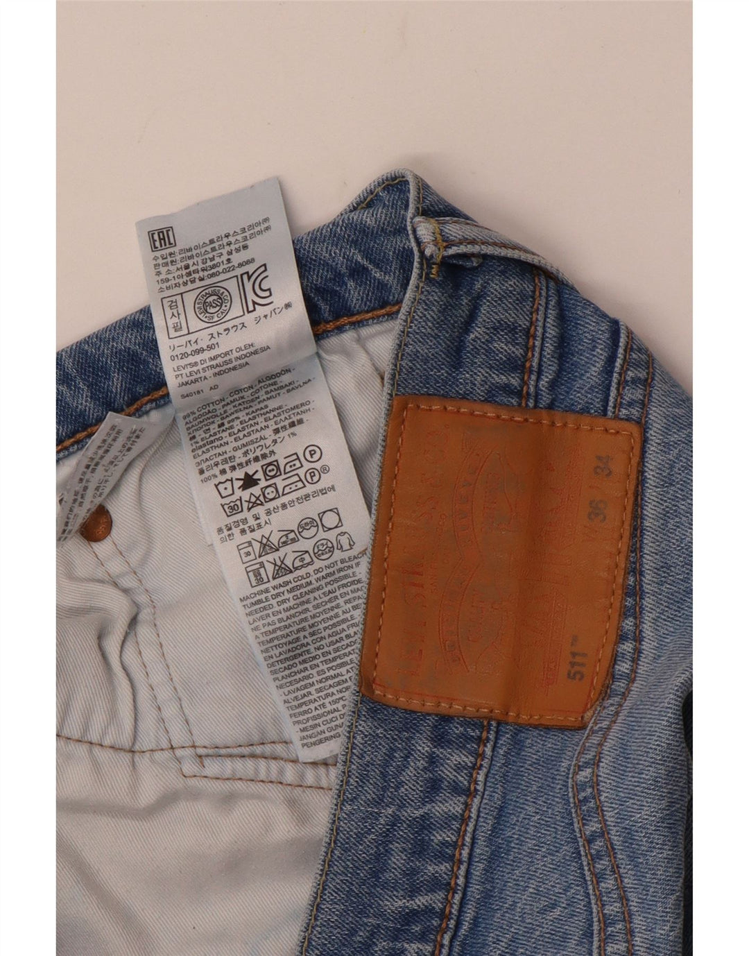 Męskie jeansy Levi's 511 Slim W36 L30 Niebieska bawełna