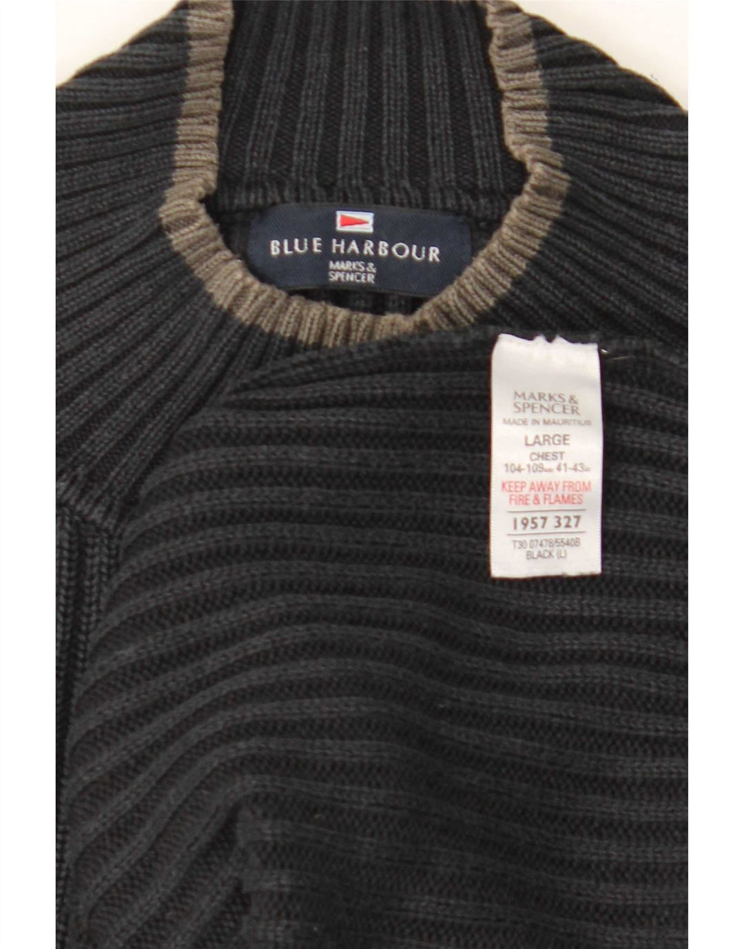 Męski sweter Marks & Spencer Blue Harbor z okrągłym dekoltem, duży, granatowy