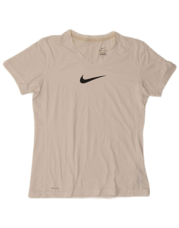 Damska koszulka NIKE Dri Fit Graphic Top UK 18 XL, biały poliester