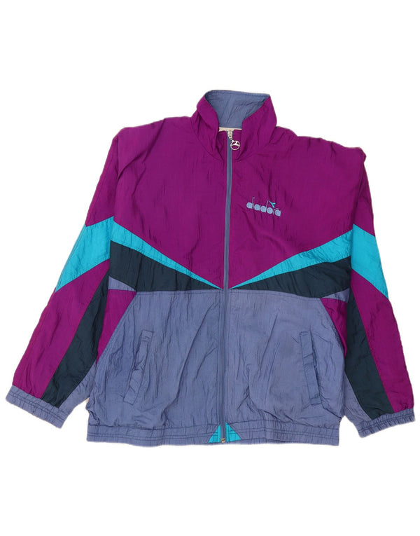 Męska kurtka dresowa Diadora XL Fioletowy nylon z blokami kolorów