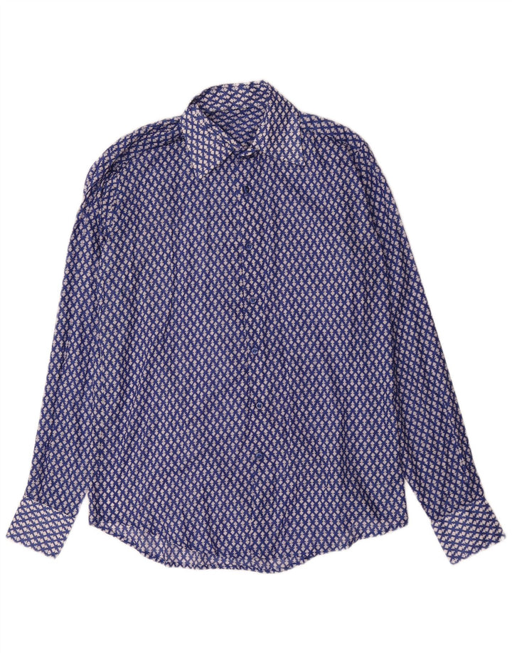 Koszula męska w stylu vintage, średnio niebieska w kwiaty