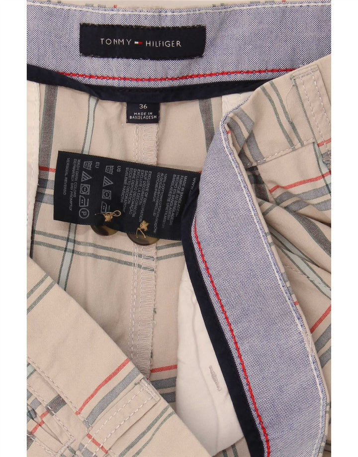 Męskie spodenki Chino Tommy Hilfiger W36, duże, bawełniane w kratkę w kolorze złamanej bieli