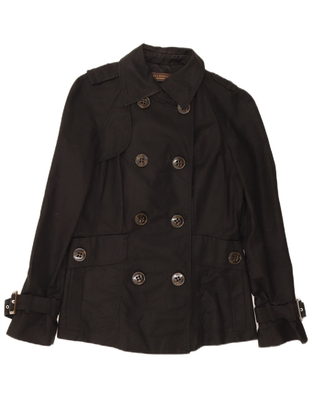 Damski trencz Zara UK 10 Small, czarny, bawełniany