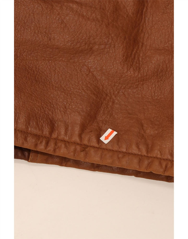 Męska kurtka skórzana w stylu vintage IT 52 XL Brązowa skóra z blokami kolorów