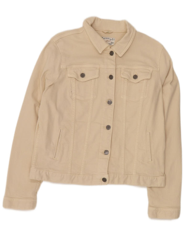 Damska kurtka dżinsowa FAT FACE UK 14, duża, beżowa, bawełniana