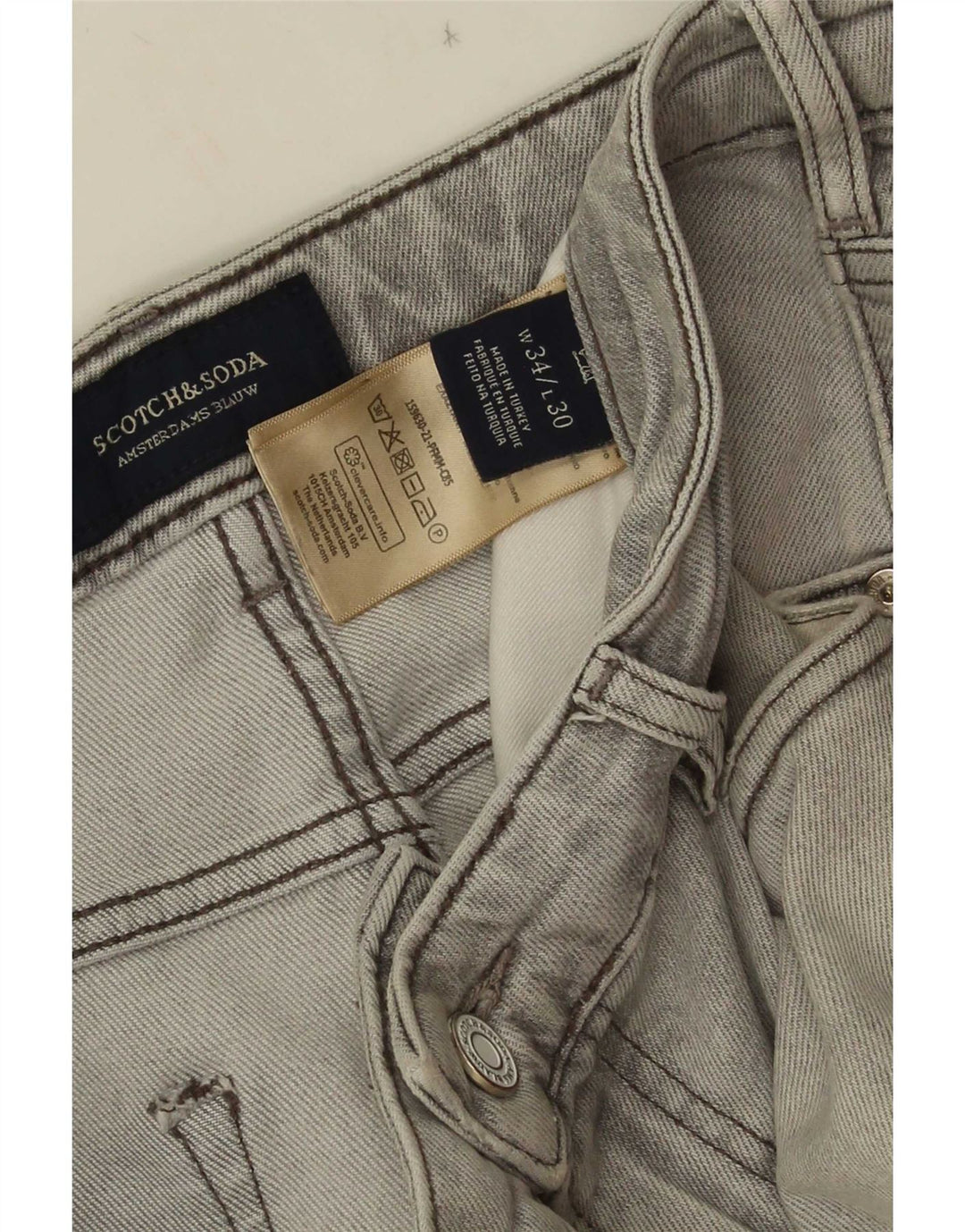 Scotch & Soda Męskie jeansy slim W34 L30 Szara bawełna
