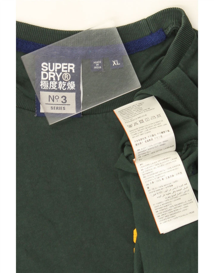 Męski graficzny top Superdry z długim rękawem XL, zielony, bawełniany