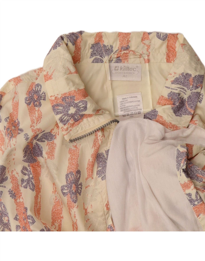 KILLTEC Womens Oversized Bomber Jacket EU 42 Large Beige Floral Polyester