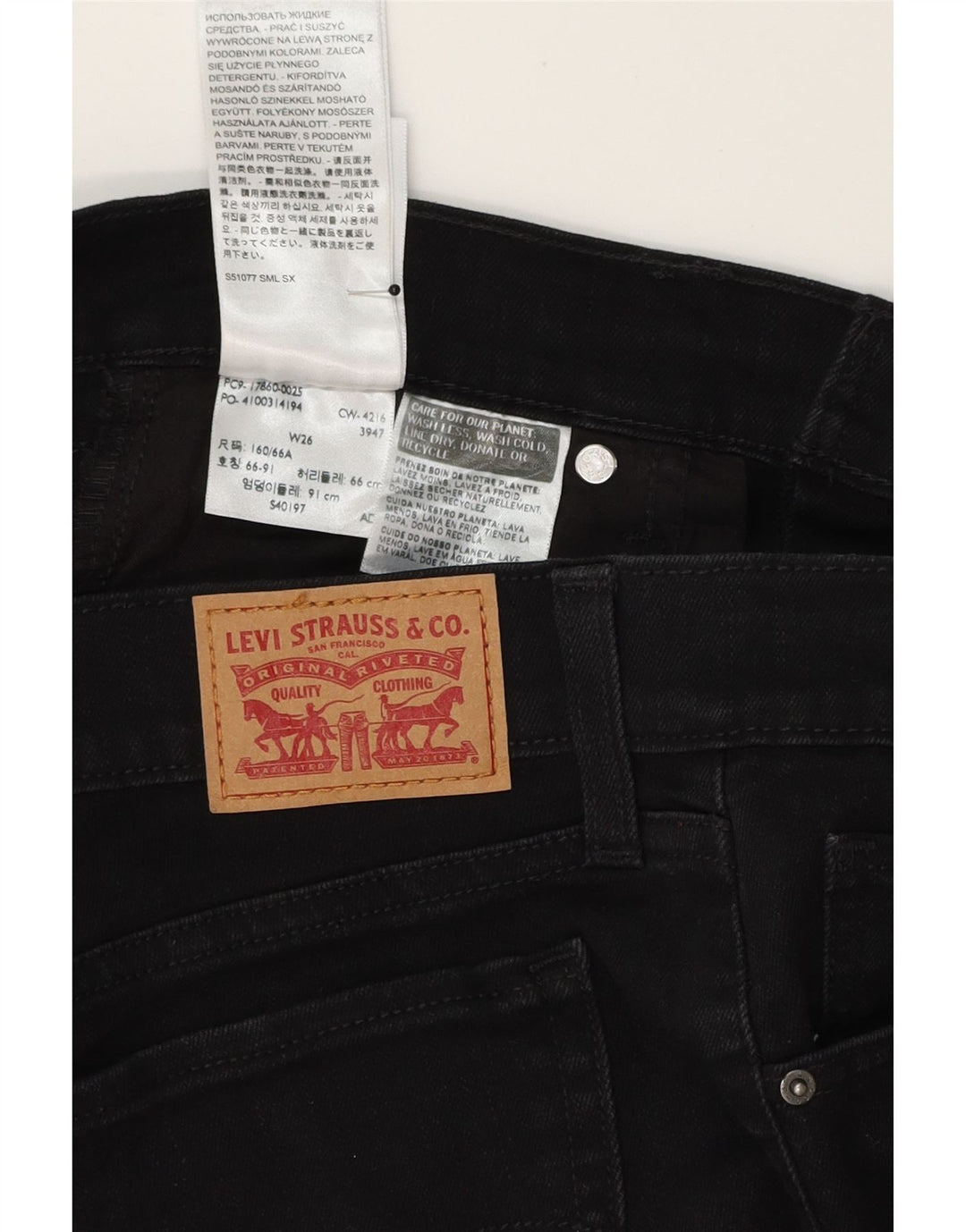LEVI'S Womens Straight Jeans W26 L25 Black Cotton Vintage Levi's and Second-Hand Levi's from Messina Hembry 