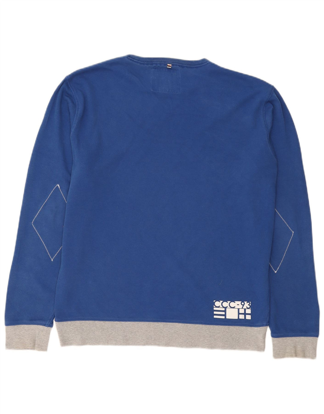 Crew Clothing Męska bluza sweterkowa Średni niebieski, bawełniany blok kolorów