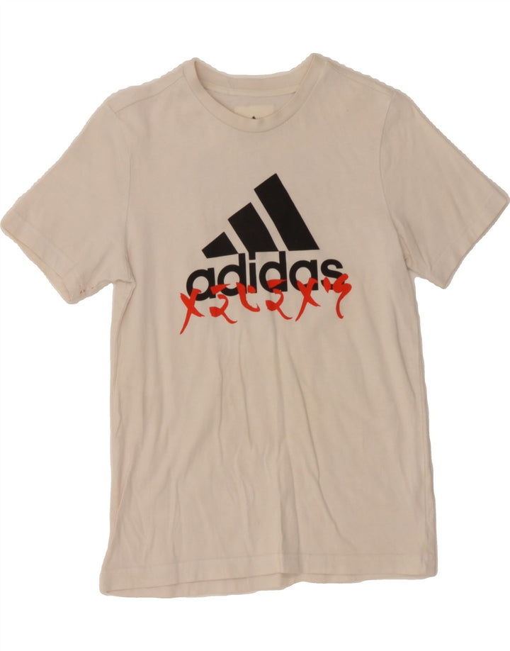 ADIDAS Boys Graphic T-Shirt Top 11-12 Years White Vintage Adidas and Second-Hand Adidas from Messina Hembry 