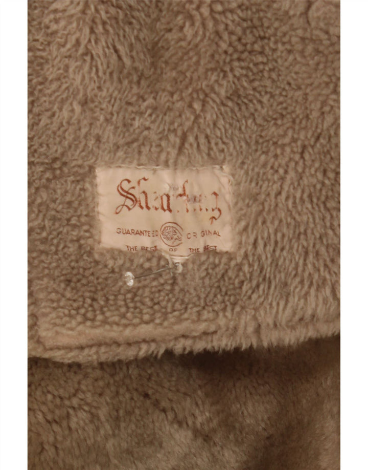 Vintage damska kurtka shearling IT 46 duża beżowa kurtka shearling