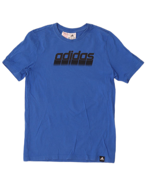 Chłopięca koszulka z grafiką Adidas, 13-14 lat, niebieska bawełna
