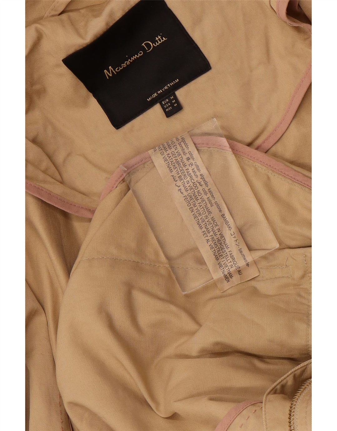 MASSIMO DUTTI Damska kurtka parka z kapturem UK 14, średnia beżowa bawełna