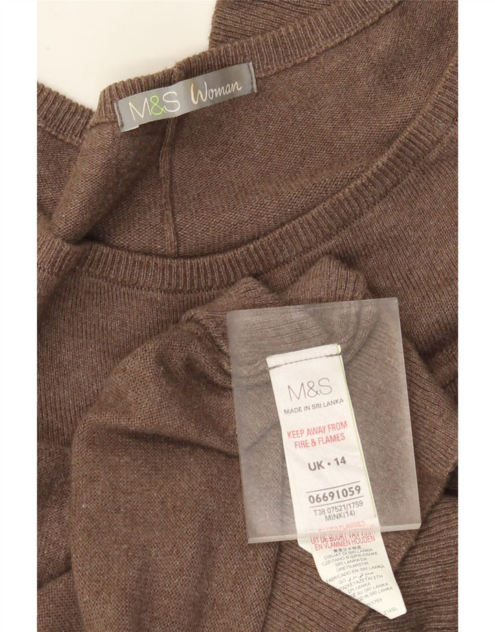 Marks & Spencer Damska sukienka sweterkowa UK 14 Średni brązowy bawełniany