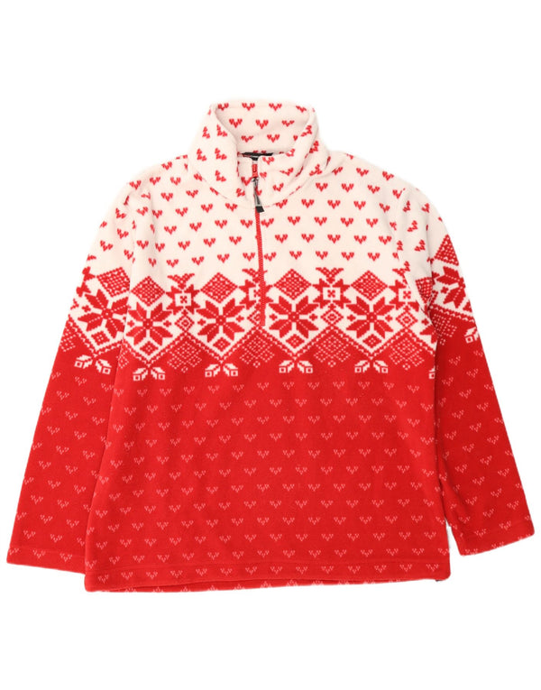 Damski sweter polarowy F.LLI Campagnolo z zamkiem, UK 18 XL, czerwony Fair Isle