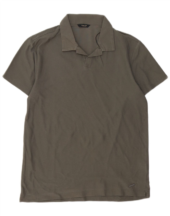 Męska koszulka polo MASSIMO DUTTI, mała, szara, bawełniana