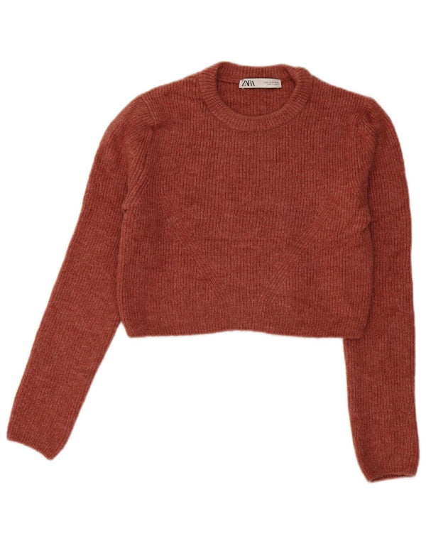Sweter damski Zara z okrągłym dekoltem, UK 10, mały, czerwony