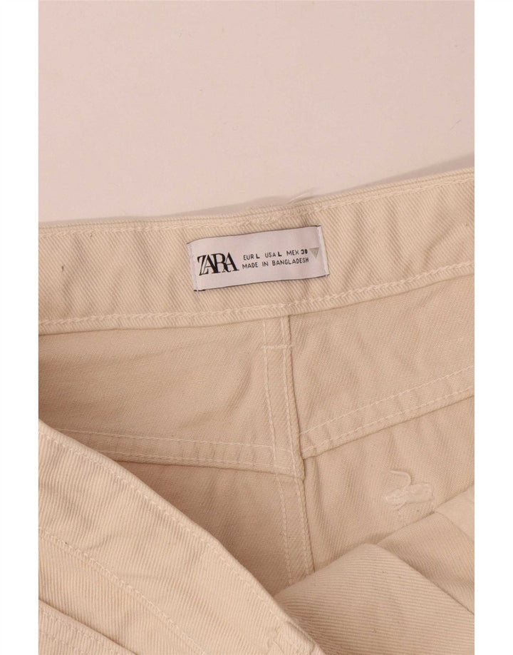 Spódnica mini jeansowa Zara damska duża W30 beżowa bawełna