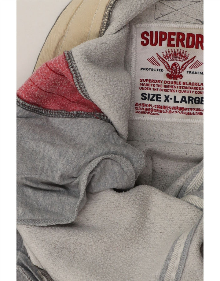 Męskie spodnie dresowe SUPERDRY z grafiką XL, szare, z blokami kolorów