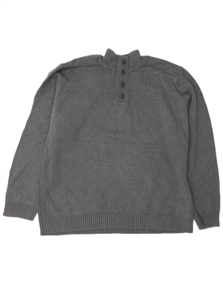 Niebieski męski sweter Marks & Spencer z guzikami pod szyją, 2XL, szary