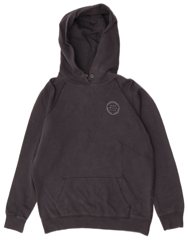 Jack Wills Womens Oversized Hoodie Jumper UK 10 Small Black Cotton