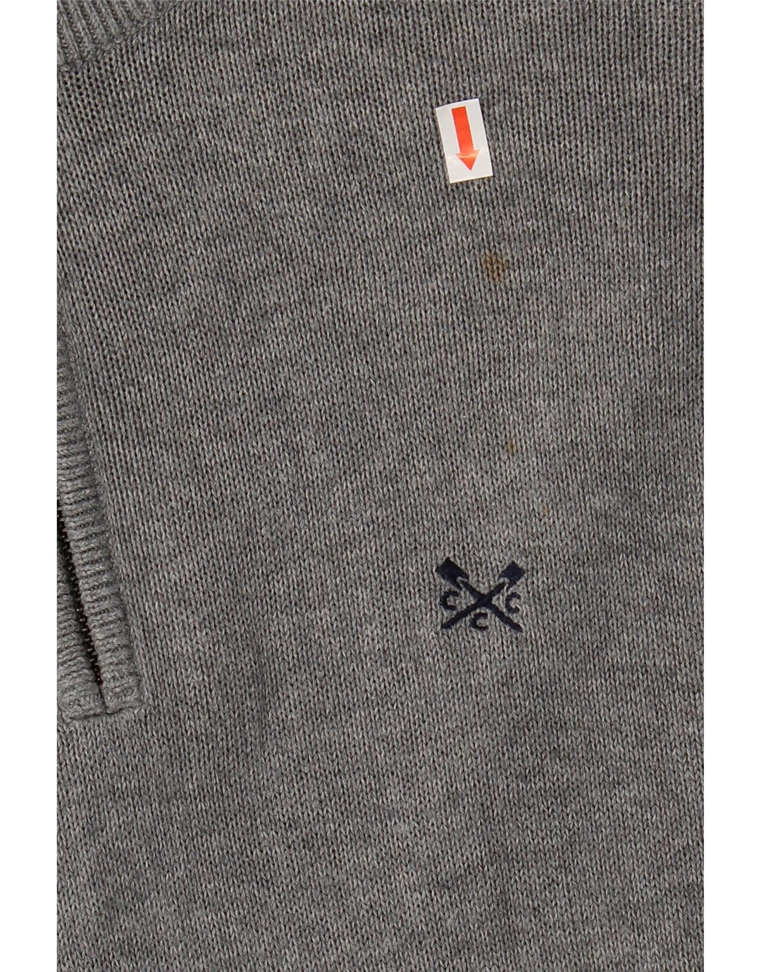 Crew Clothing Męski sweter z zamkiem błyskawicznym, mały, szary, bawełniany