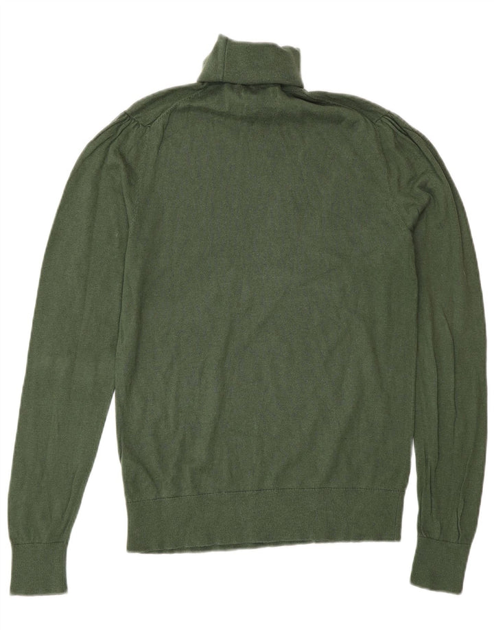 Sweter damski Massimo Dutti z wywijanym dekoltem UK 12, średni zielony jedwab
