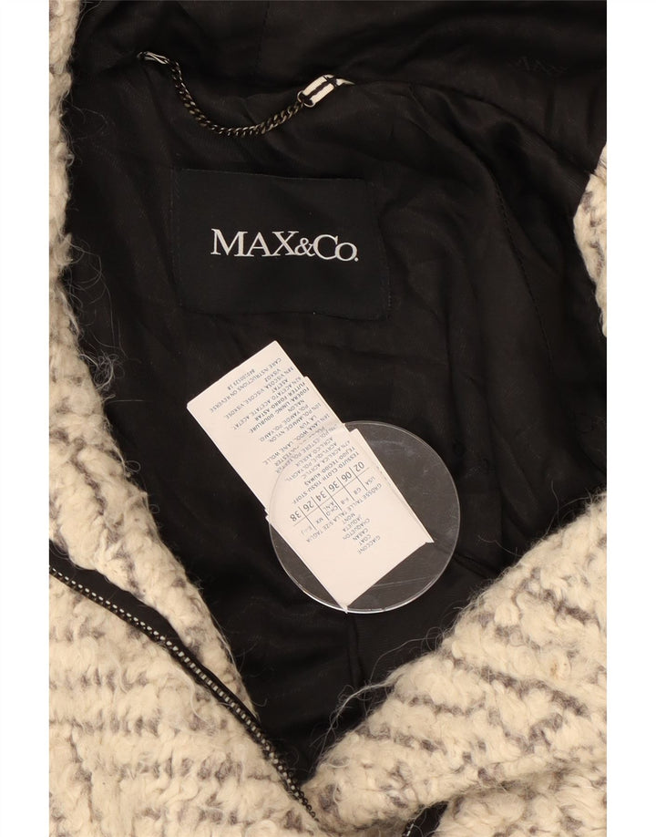 Max & Co. Damski płaszcz oversize z kapturem UK 6 XS Off White Chevron