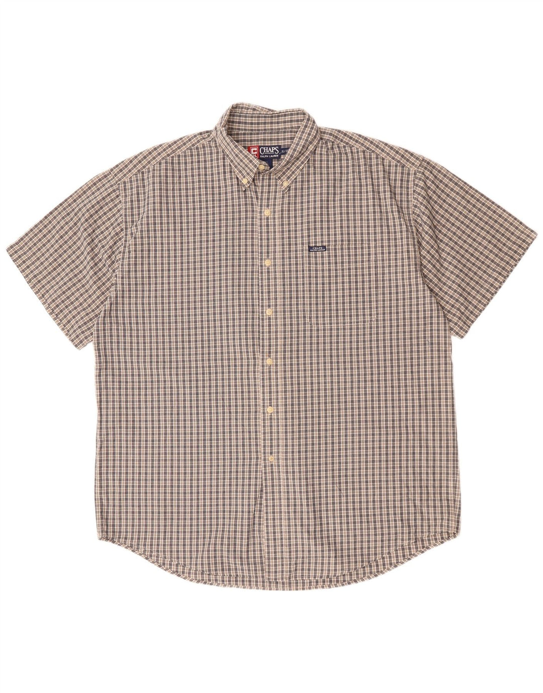 Koszula męska z krótkim rękawem Chaps Ralph Lauren XL, bawełniana w niebieską kratkę