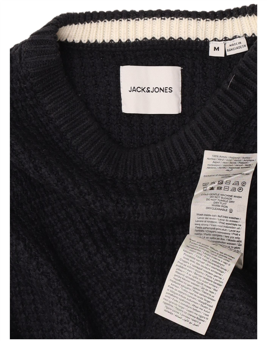 Męski sweter Jack & Jones z okrągłym dekoltem, średni granatowy akryl