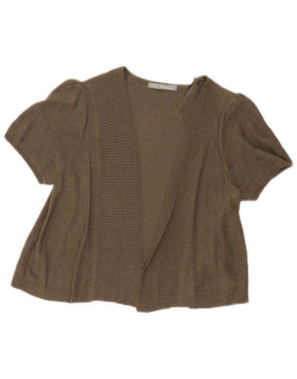 Marks & Spencer Damski sweter rozpinany z krótkim rękawem, UK 14, średni khaki
