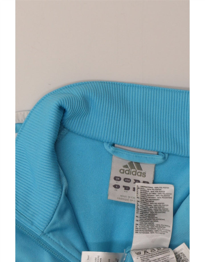 ADIDAS Womens Tracksuit Top Jacket UK 12 Medium  Blue Polyester