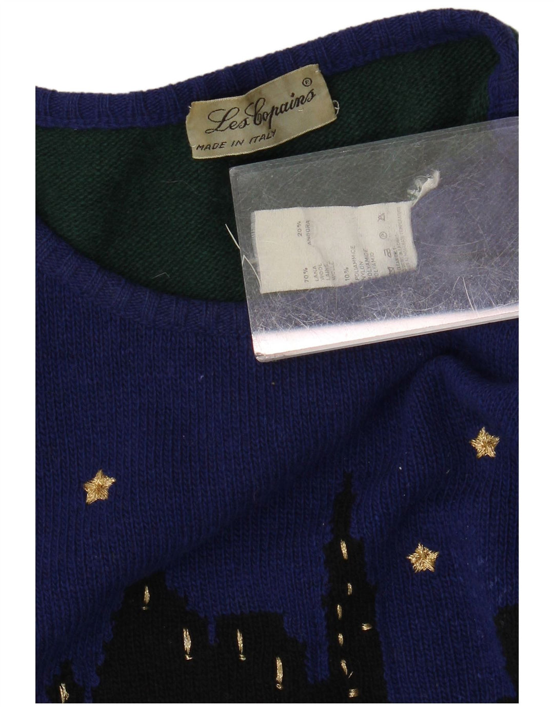 Damski sweter z okrągłym dekoltem LES COPAINS UK 18 XL, zielony, z blokami kolorów