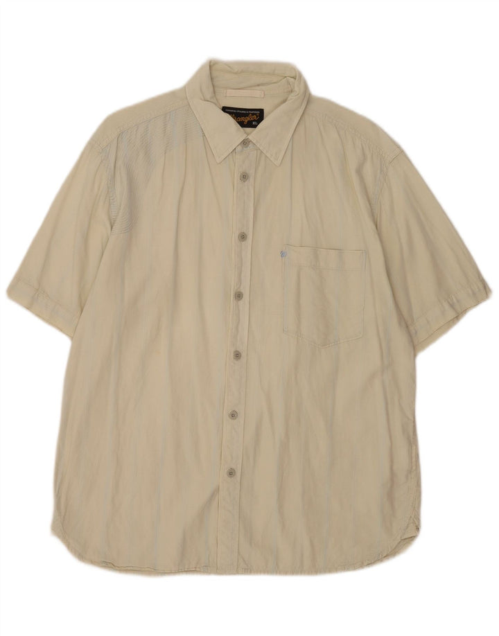 Koszula męska z krótkim rękawem Wrangler XL, beżowa, bawełniana