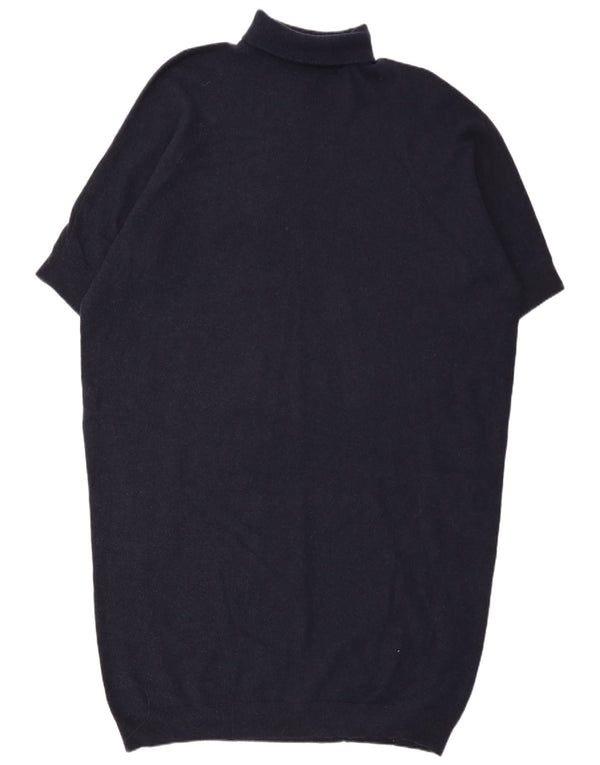 Cos Womens Roll Neck Oversized Jumper Dress UK 16 Large Navy Blue Wool