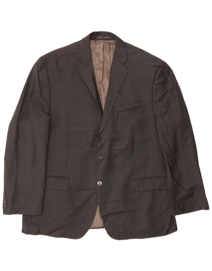 Męska marynarka Calvin Klein zapinana na 2 guziki UK 44 2XL Brązowa wełna w pepitkę