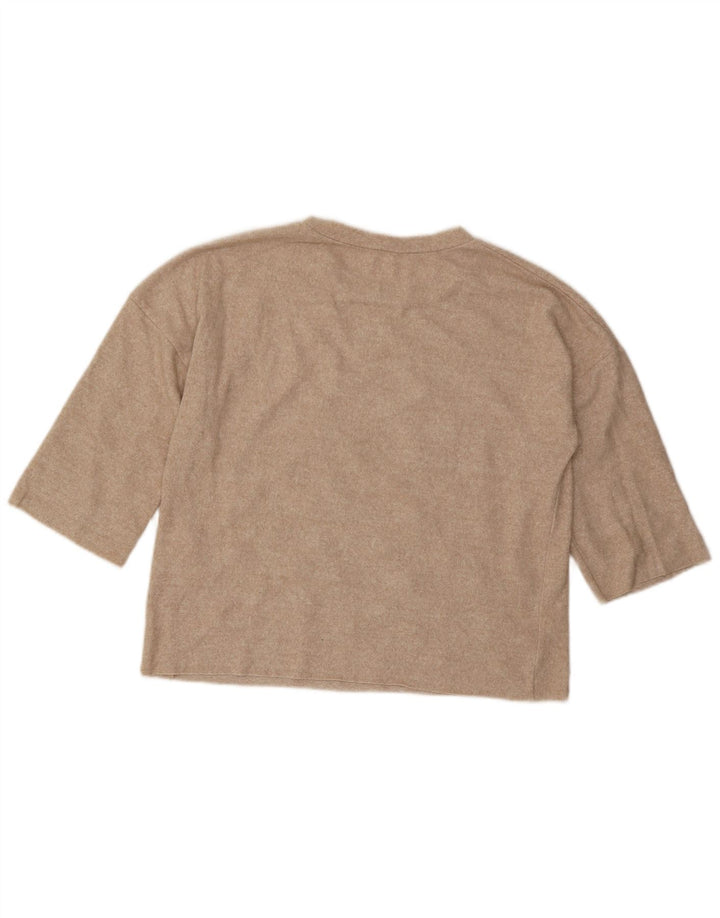 ZARA Womens Oversized Crew Neck Jumper Sweater UK 10 Small Beige