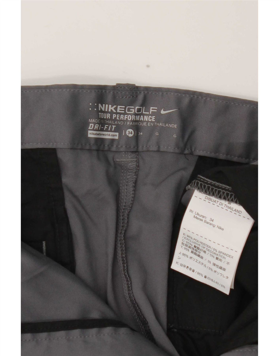 Męskie spodenki chino Nike Dri Fit W34, duże, szare, poliestrowe