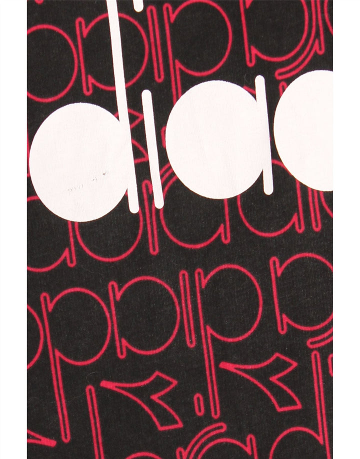 Męski sweter z kapturem i grafiką DIADORA, średni czarny, bawełniany