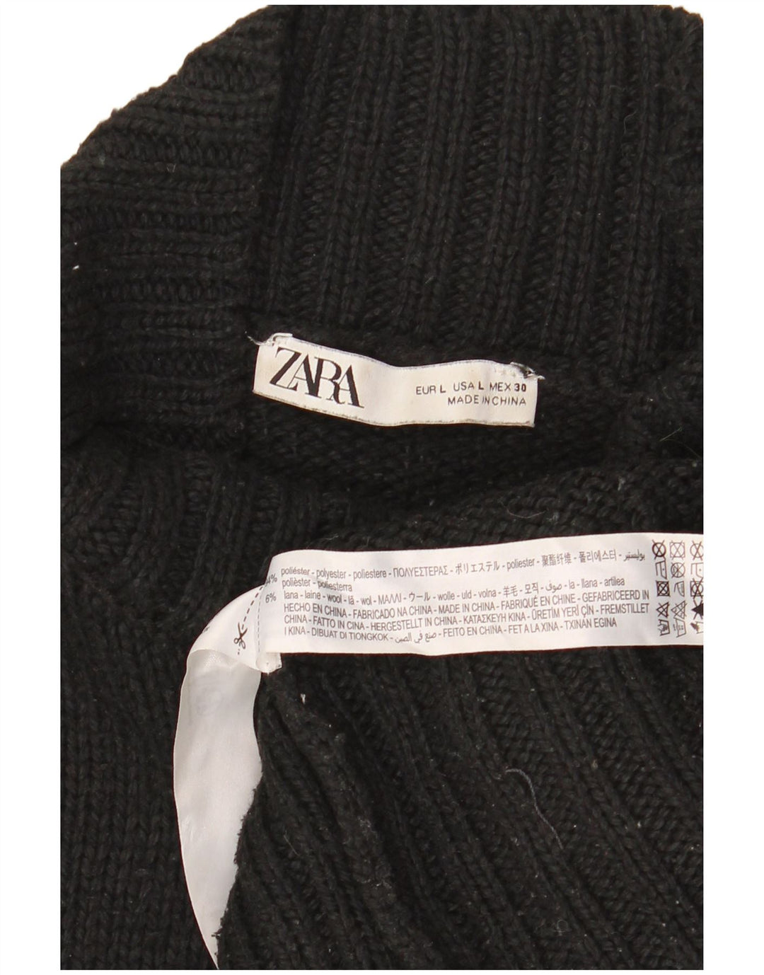 Damski sweter oversize z golfem Zara UK 16, duży, czarny